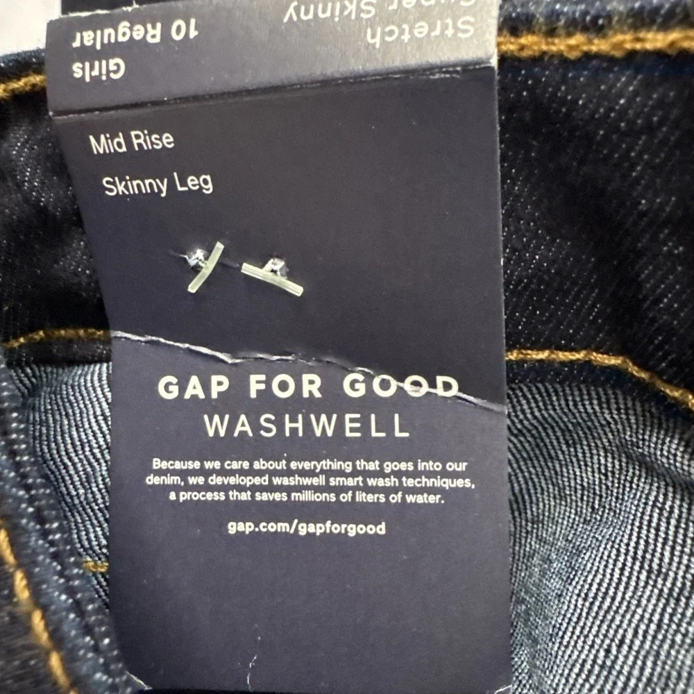 Gap Kids Girls Super Skinny‎ Dark Denim Jeans, Adjustable Waist,  Size 10 NWT